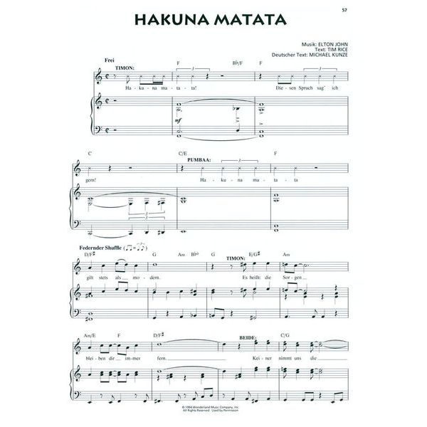 Hal Leonard Der K&ouml;nig der L&ouml;wen