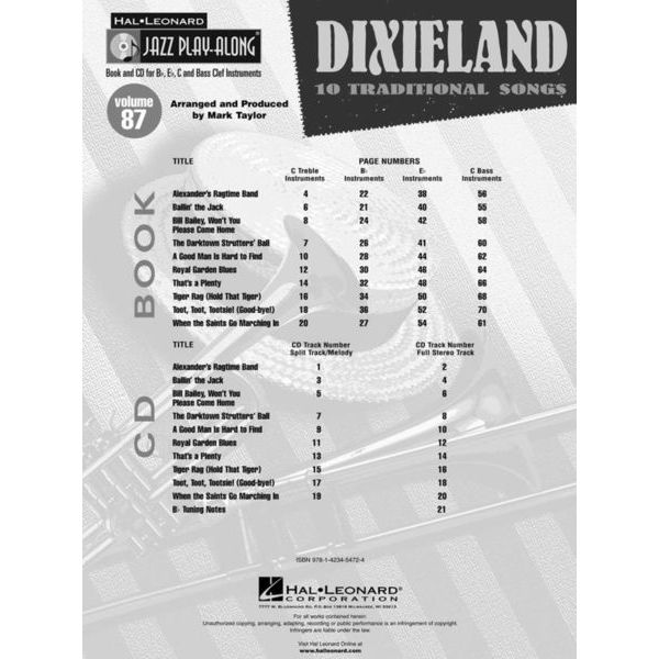Hal Leonard Jazz Play-Along Dixieland