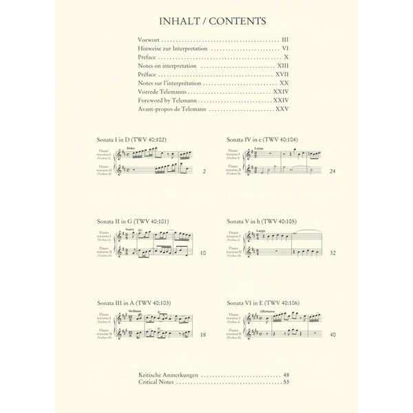 Wiener Urtext Edition Telemann Sonaten zwei Fl&ouml;ten