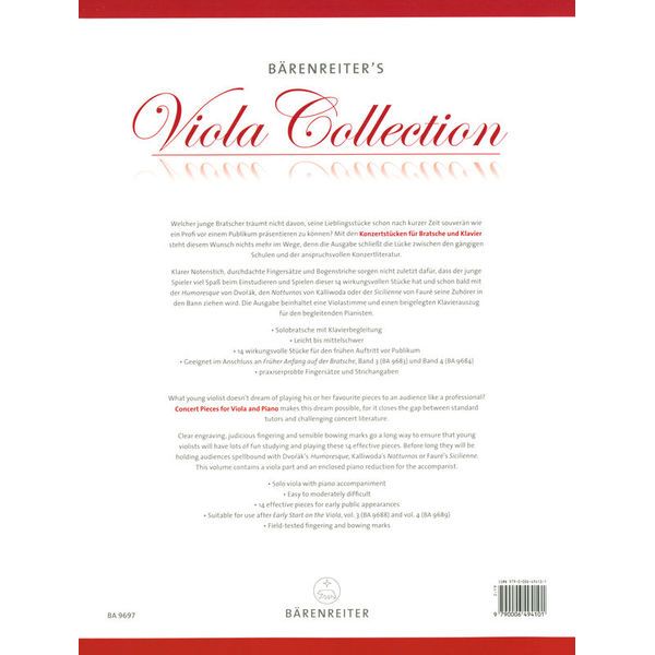 Brenreiter Konzertstücke for Bratsche