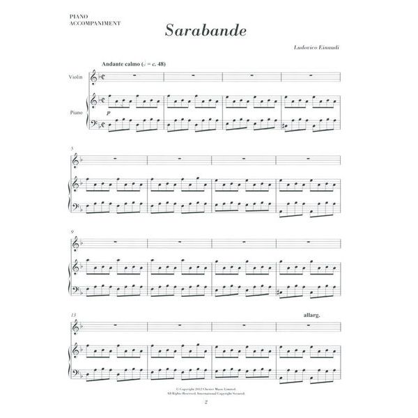 Chester Music Einaudi Sarabande Violin