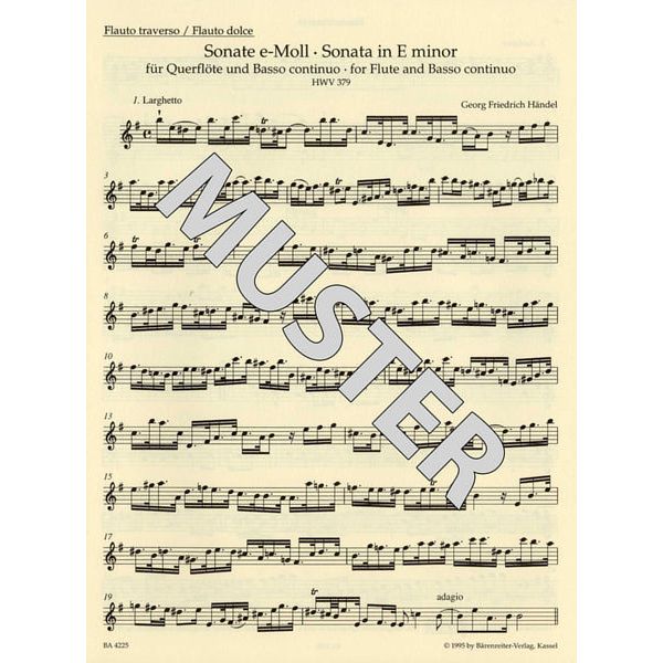 Brenreiter Hndel Elf Sonaten für Fl&ouml;te