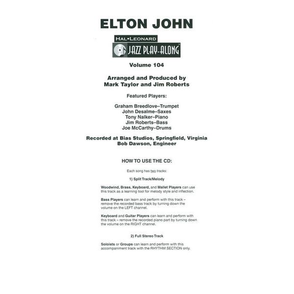 Hal Leonard Jazz Play-Along Elton John