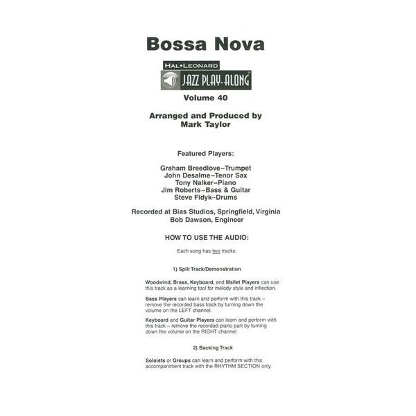 Hal Leonard Jazz Play-Along Bossa Nova