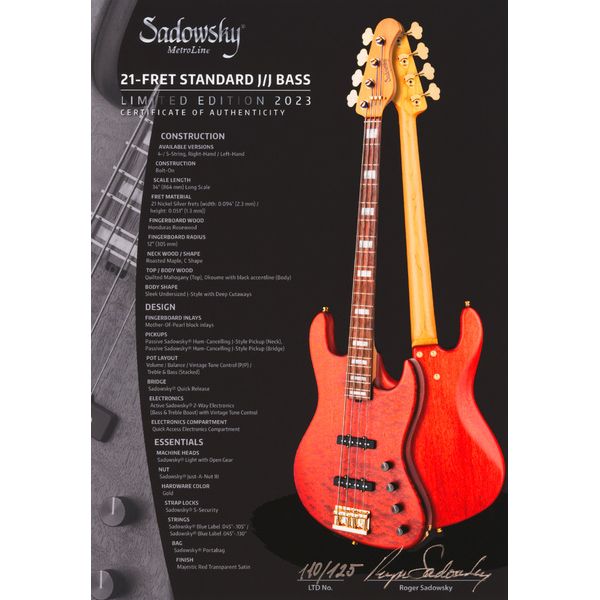 Sadowsky MetroLine JJ 4 LTD 2023 MRS