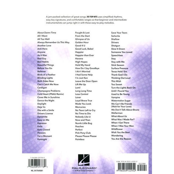 Hal Leonard 101 Top Hits for Horn