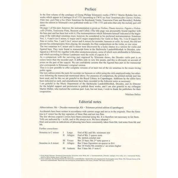 Schott Telemann 2 Sonatinen Bassoon