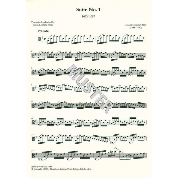 Edition Peters Bach Suiten Viola BWV1007-1012