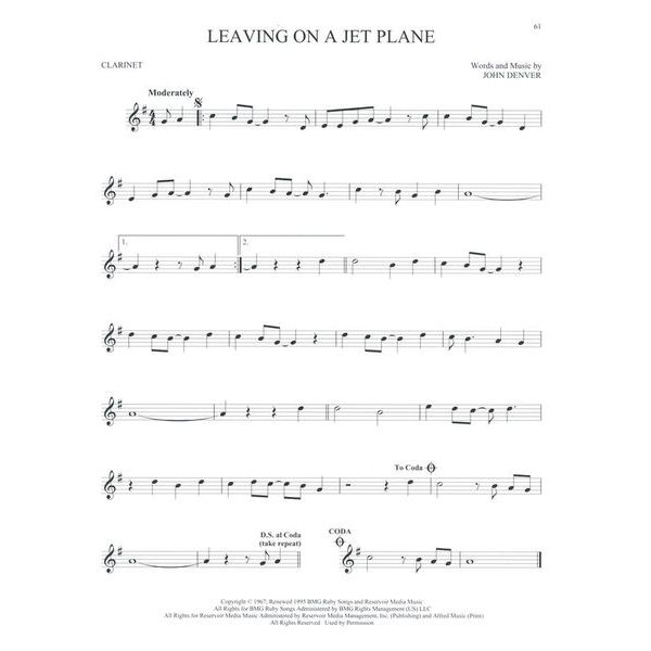 Hal Leonard 101 Popular Songs Clarinet