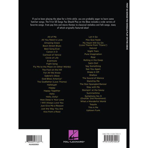 Hal Leonard First 50 Songs Oboe