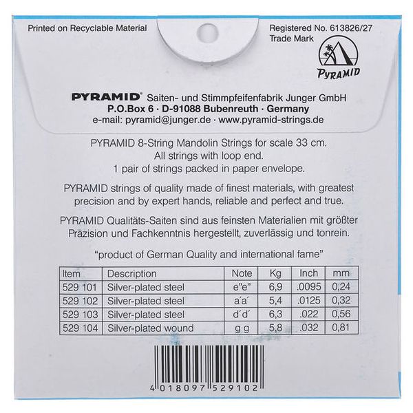 Pyramid 529 Mandolin String Set