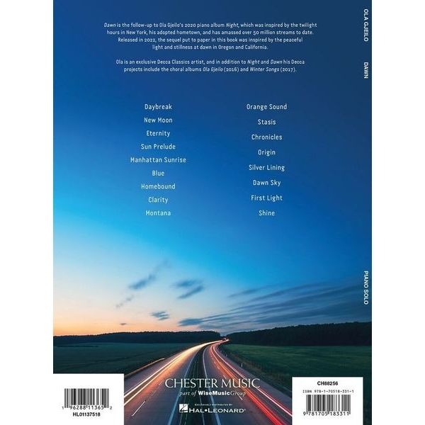 Chester Music Ola Gjeilo Dawn
