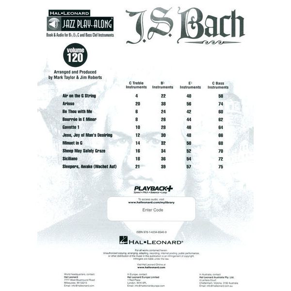 Hal Leonard Jazz Play-Along J. S. Bach