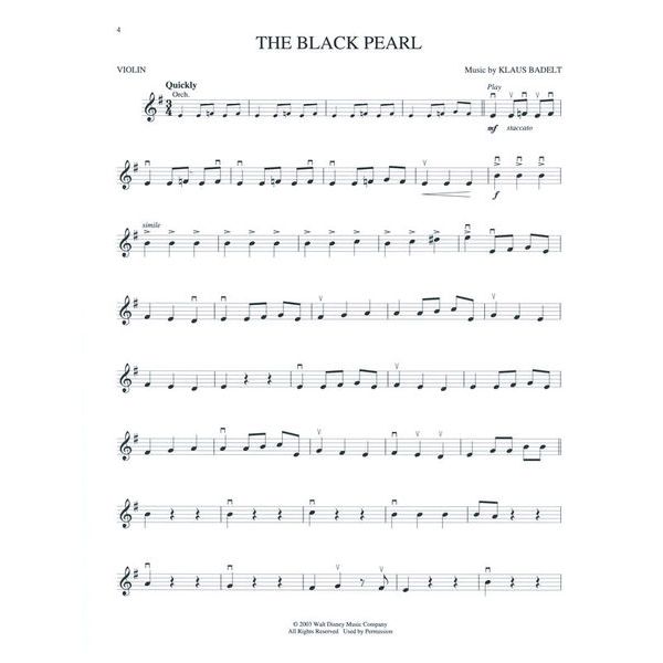 Hal Leonard Pirates Caribbean Violin