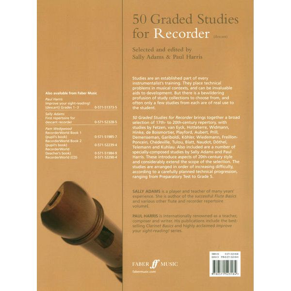 Faber Music 50 Graded Studies For Recorder
