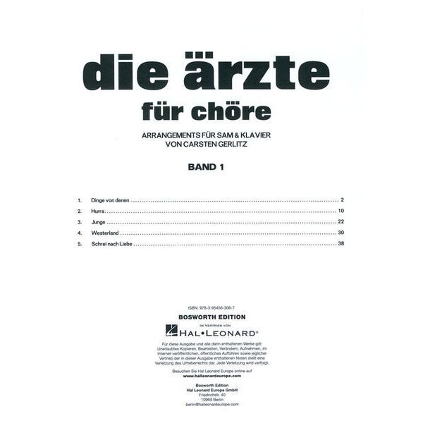 Bosworth Die rzte for Chöre