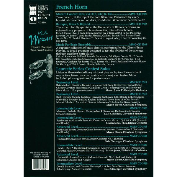 Music Minus One Mozart Twelve Duets Horn