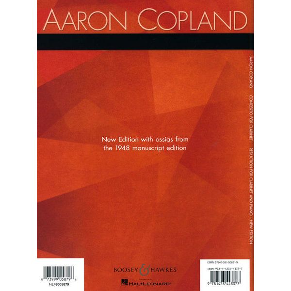 Boosey & Hawkes Copland Concerto Clarinet