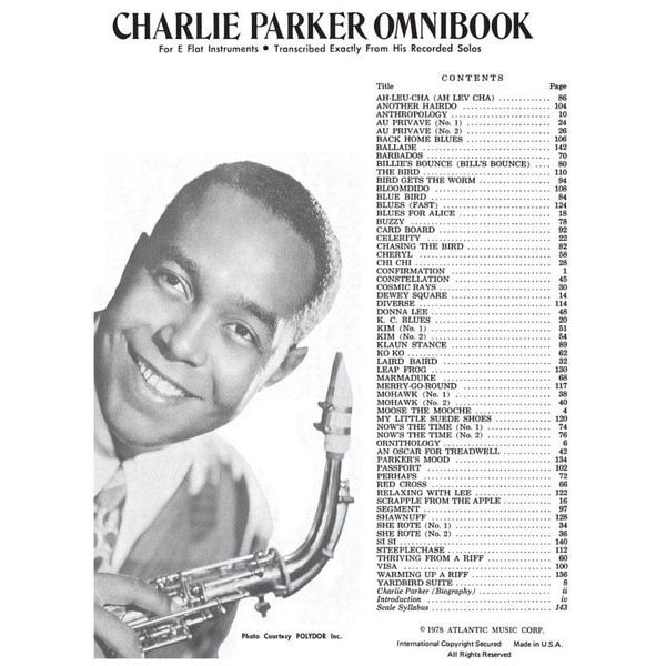 Atlantic Music Charlie Parker Omnibook Eb