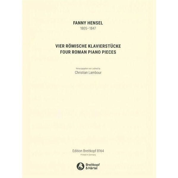 Breitkopf & Hrtel Hensel R&ouml;mische Klavierstücke
