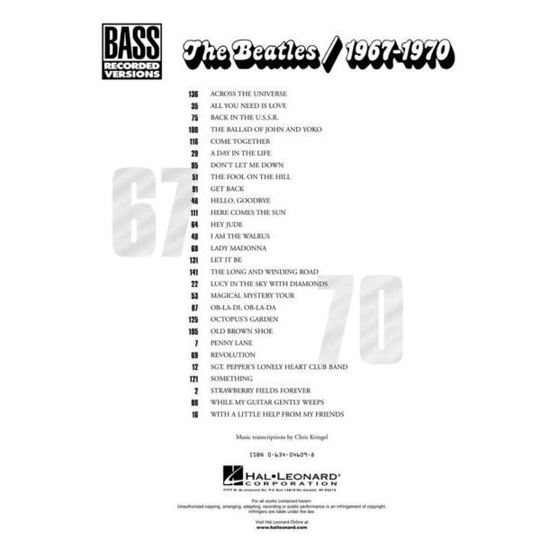 Hal Leonard The Beatles 1967-1970 Bass