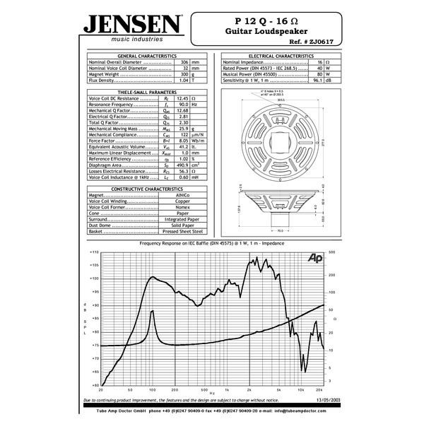 Jensen P12Q Alnico Vintage 16Ohm
