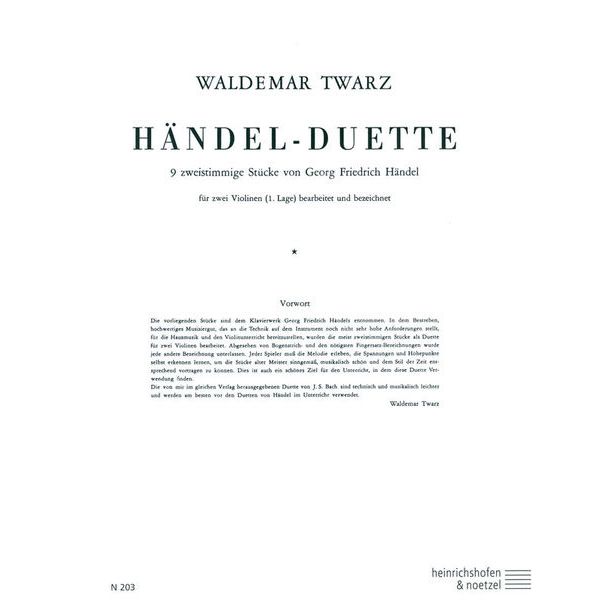 Heinrichshofen Verlag Hndel Duette Violin