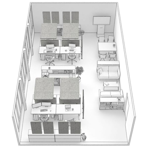 t.akustik Office Set Open Plan 8 SGR
