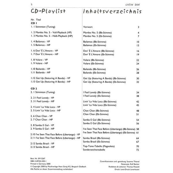 Gerig Musikverlag Latin Sax