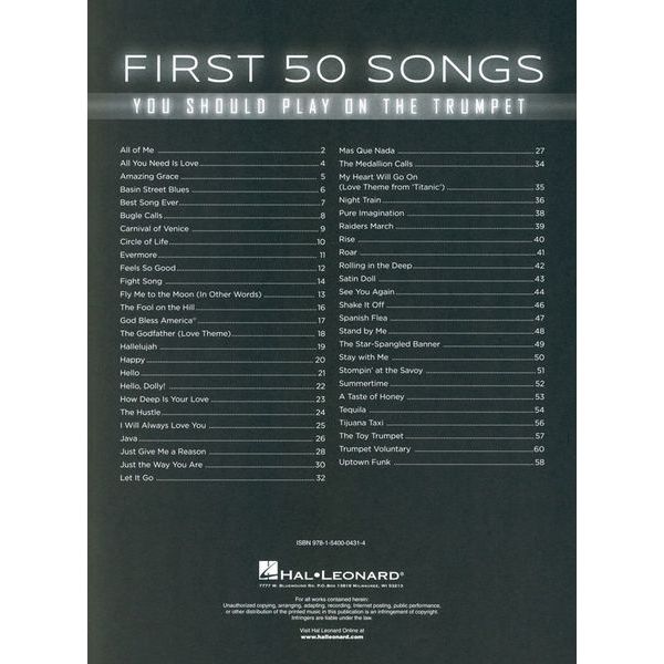 Hal Leonard 50 Songs You Should Trumpet