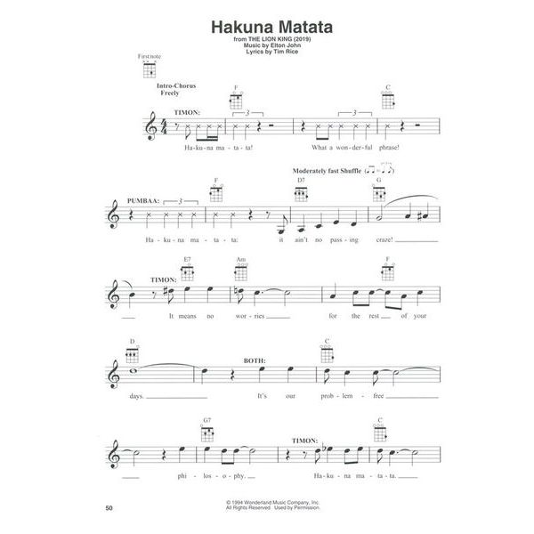 Hal Leonard First 50 Disney Songs Ukulele