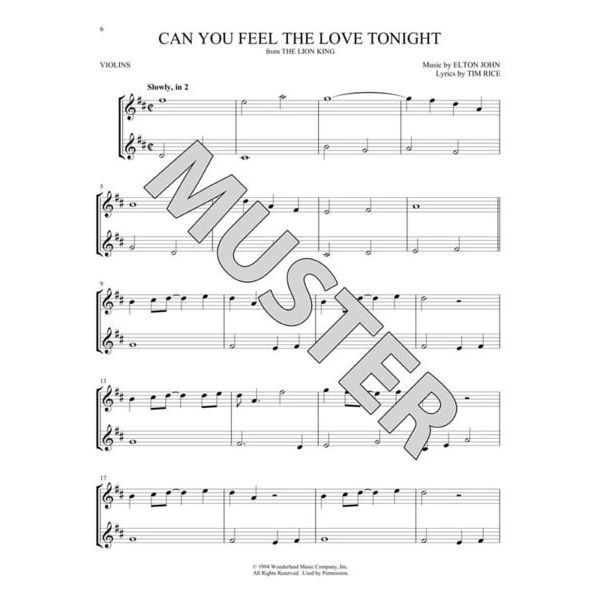 Hal Leonard Disney Songs For Two Violin