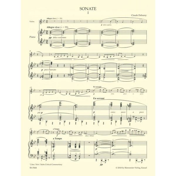 Brenreiter Debussy Werke Violin Klavier
