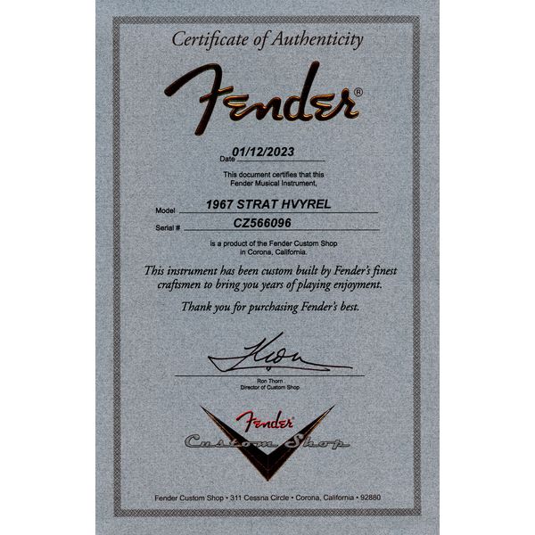 Fender 67 Strat AVW Heavy Relic