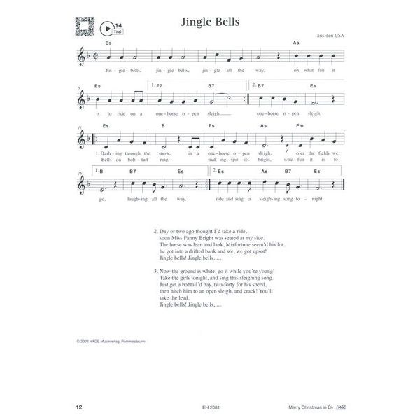 Hage Musikverlag Merry Christmas Bb