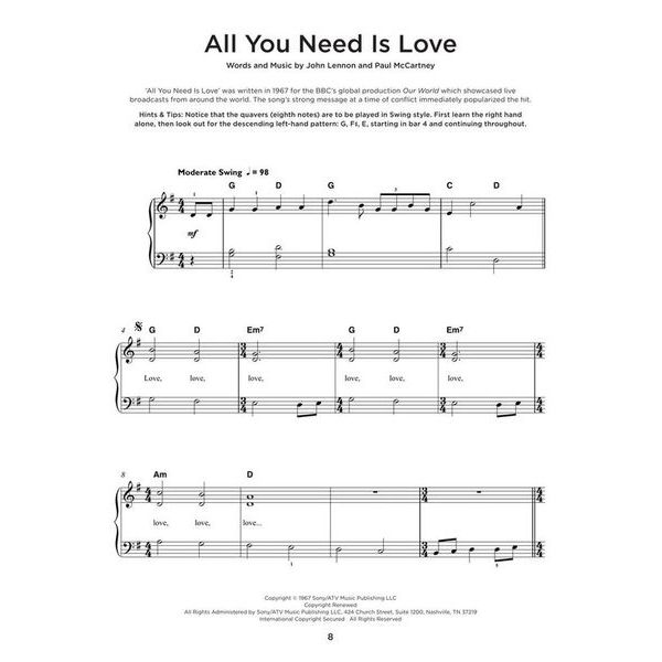 Hal Leonard Really Easy Piano Beatles