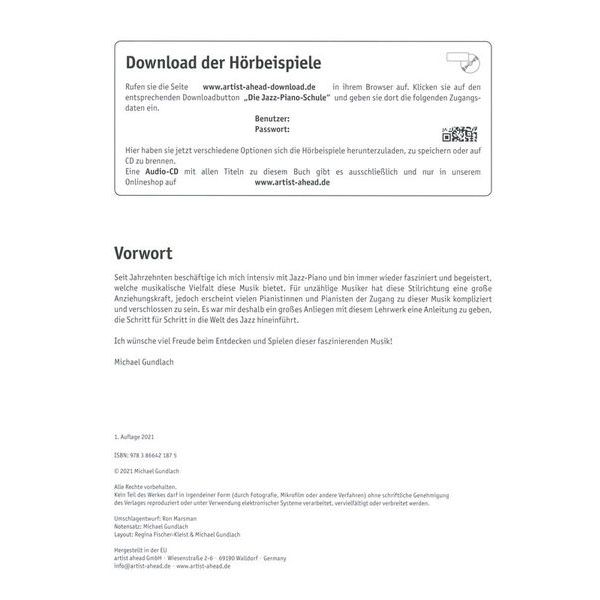 Artist Ahead Musikverlag Die Jazz-Piano-Schule
