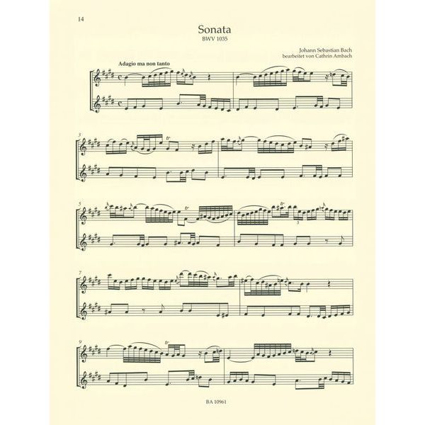 Brenreiter Bach 4 Sonaten für 2 Fl&ouml;ten