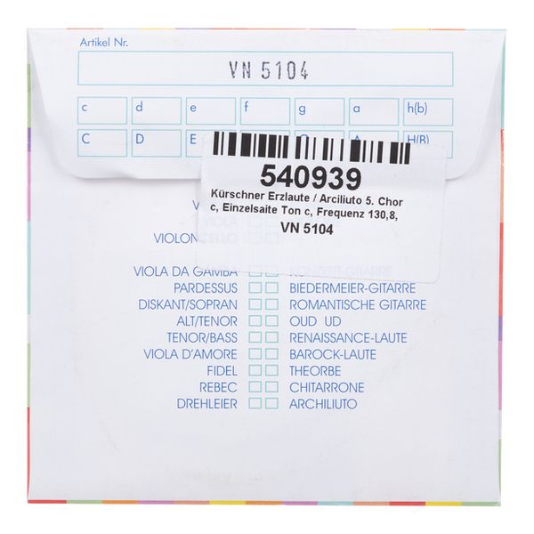 K&uuml;rschner Arch Lute 5th Course c