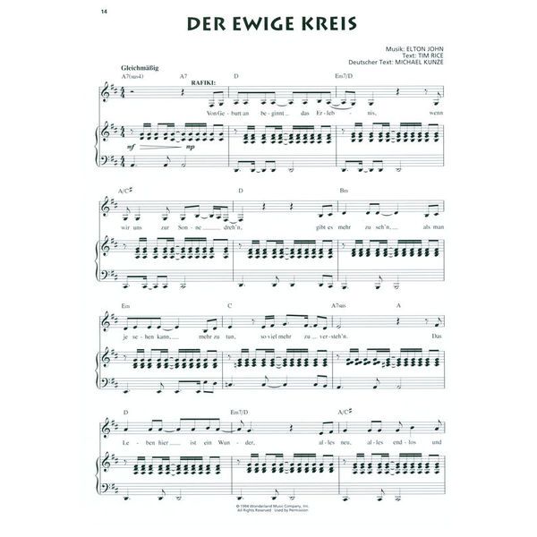 Hal Leonard Der K&ouml;nig der L&ouml;wen