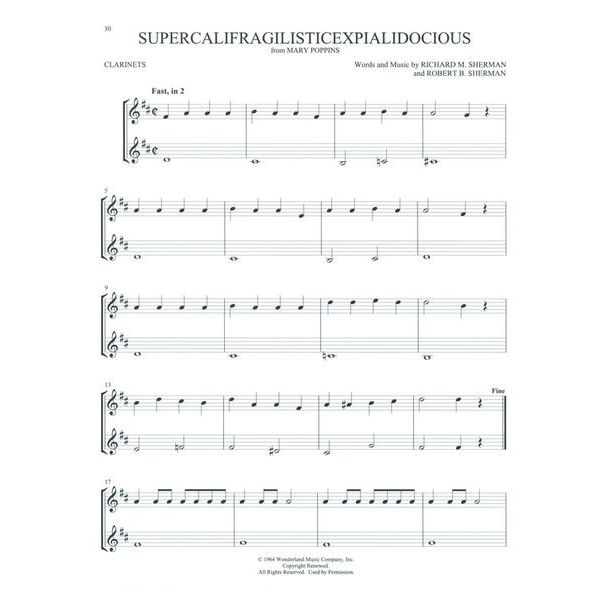 Hal Leonard Disney Songs For Two Clarinet