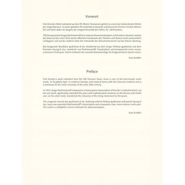 Schott Kreisler Liebesleid Violine