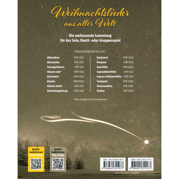 Holzschuh Verlag Weihnachtslieder Sopran/Altblo