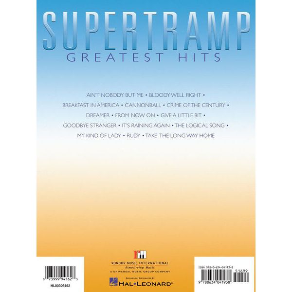 Hal Leonard Supertramp Greatest Hits