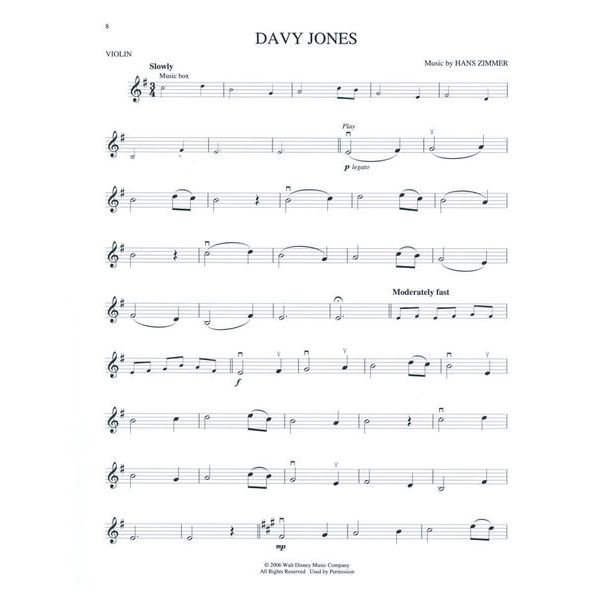 Hal Leonard Pirates Caribbean Violin