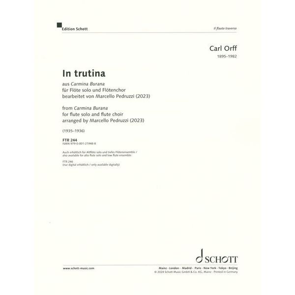 Schott Orff In Trutina Fl&ouml;tenchor