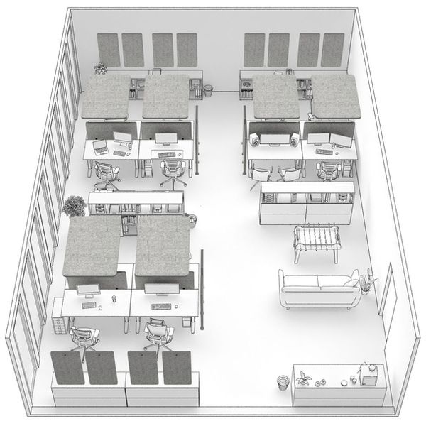 t.akustik Office Set Open Plan 12 SGR