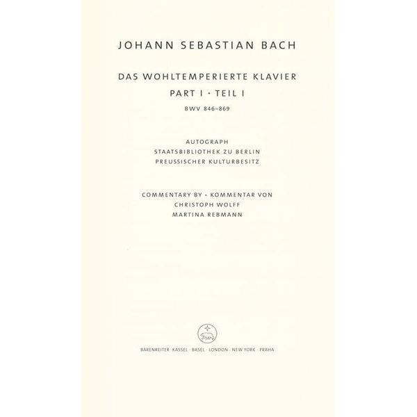 Brenreiter Bach Wohltemperierte Klavier I
