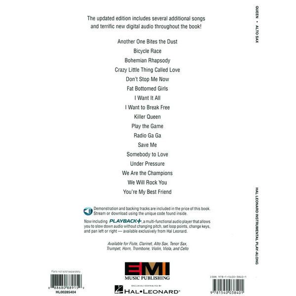Hal Leonard Queen Alto Sax Play-Along
