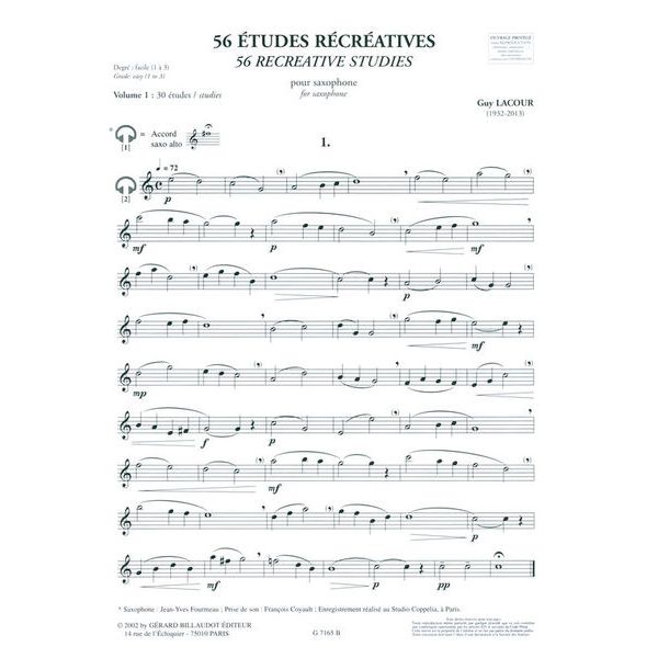 Editions Billaudot 56 Etudes Recreatives Sax 1